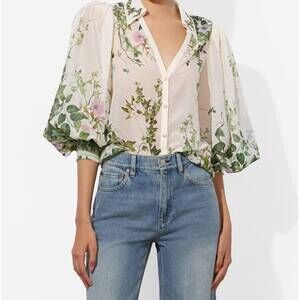 NEW ALICE + OLIVIA charis blouse in ivy romance